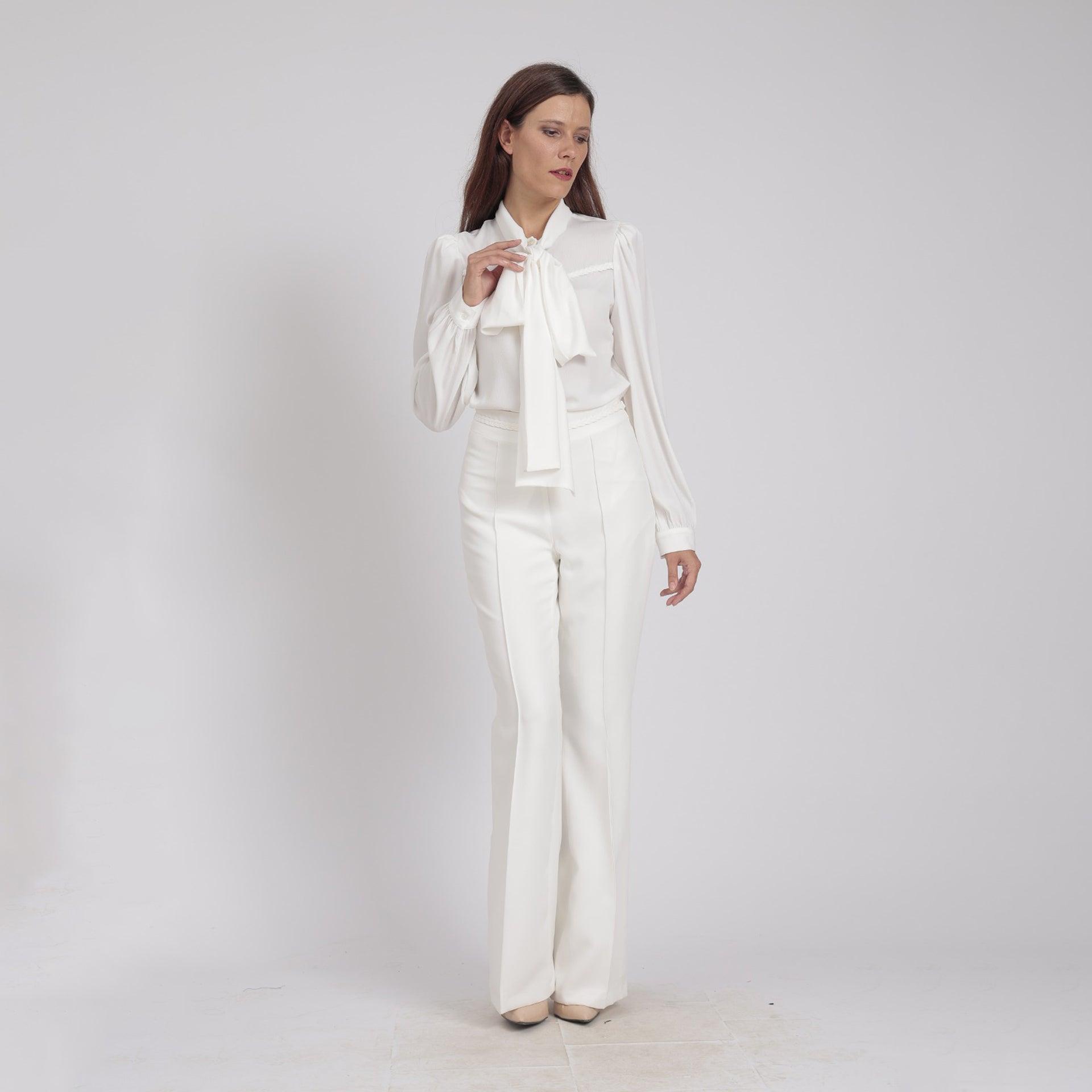 White Classy Satin Shirt From Elanove - WECRE8