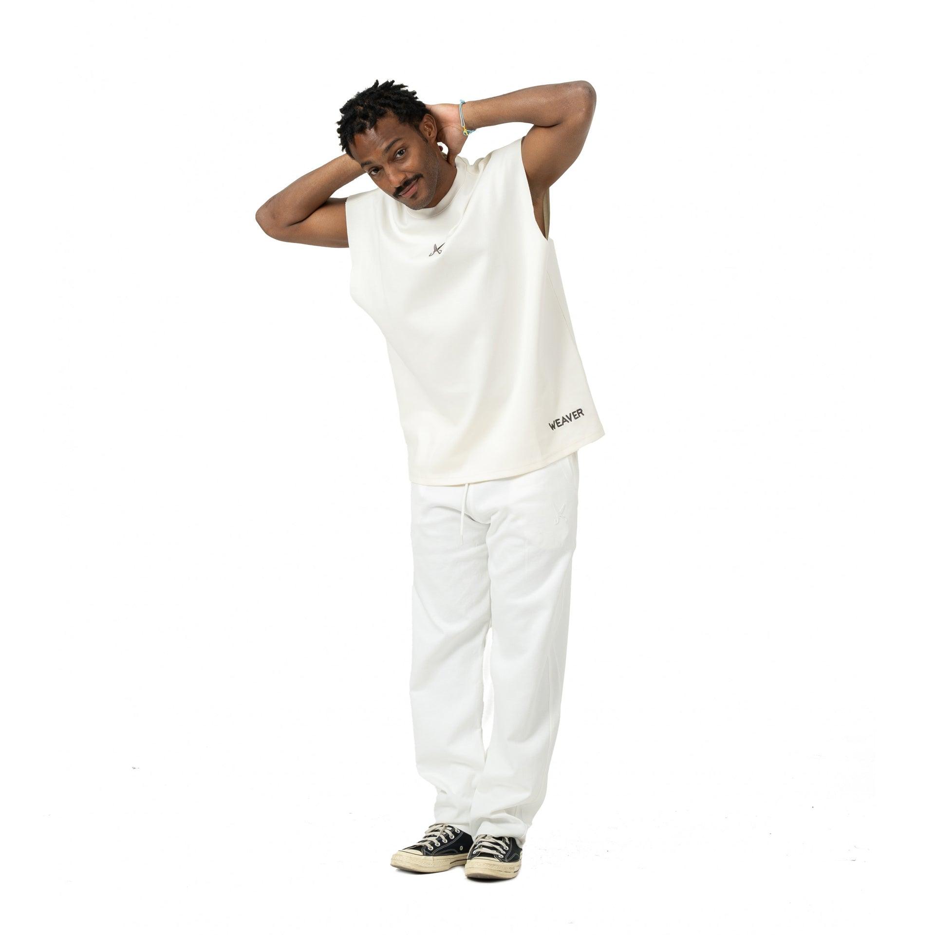 White Cotton T-shirt Vest By Weaver Design - WECRE8