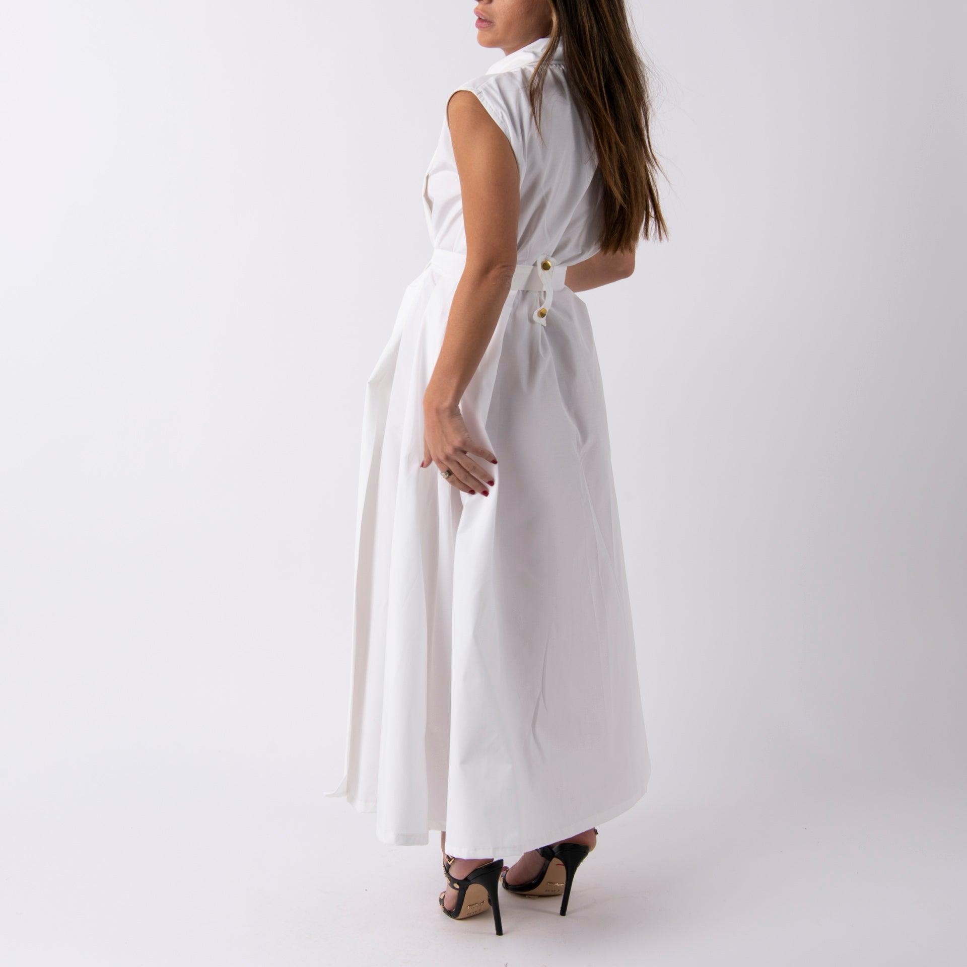 White Dress With An External Belt By Erth - WECRE8