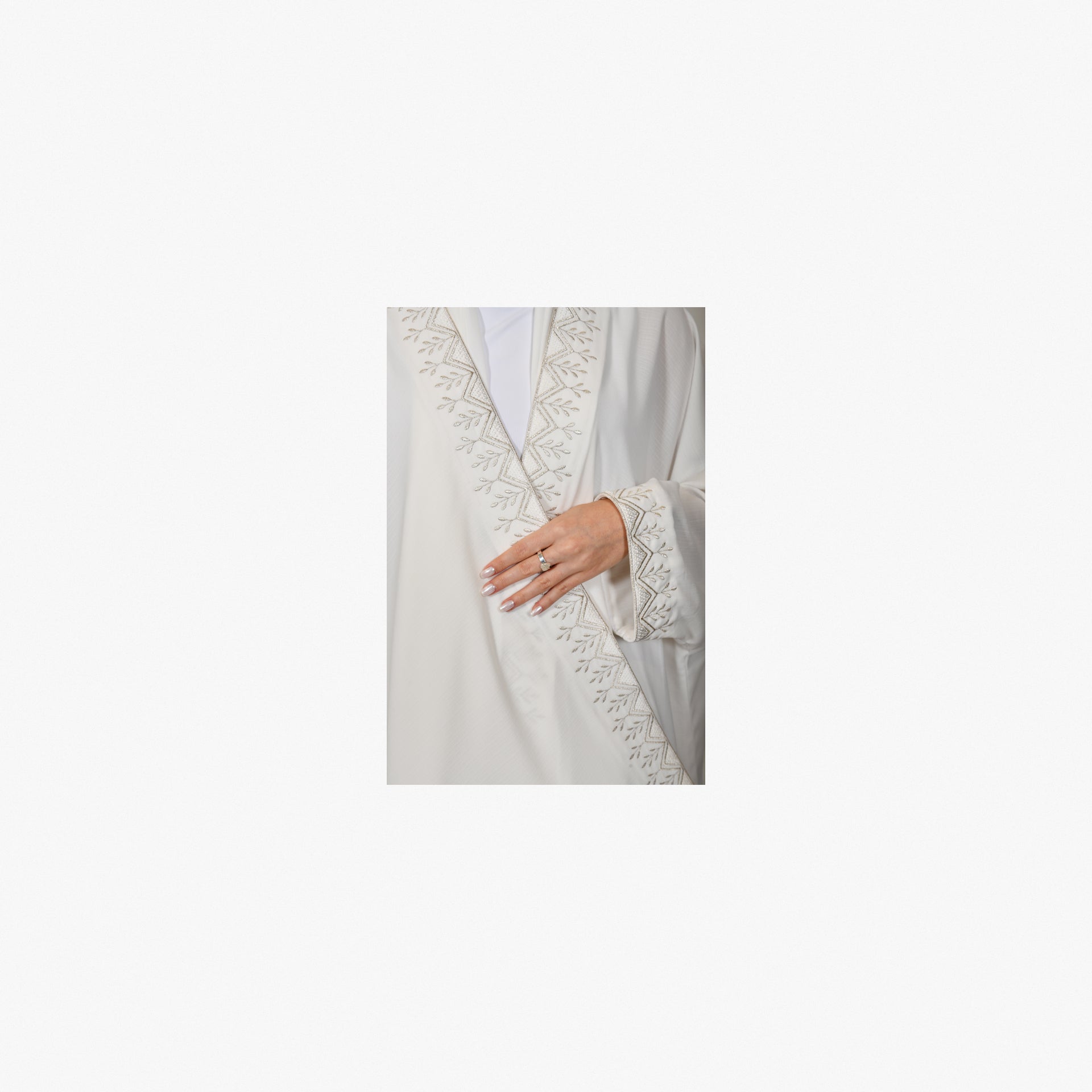 White Hijazi Abaya From Bisht Design - WECRE8