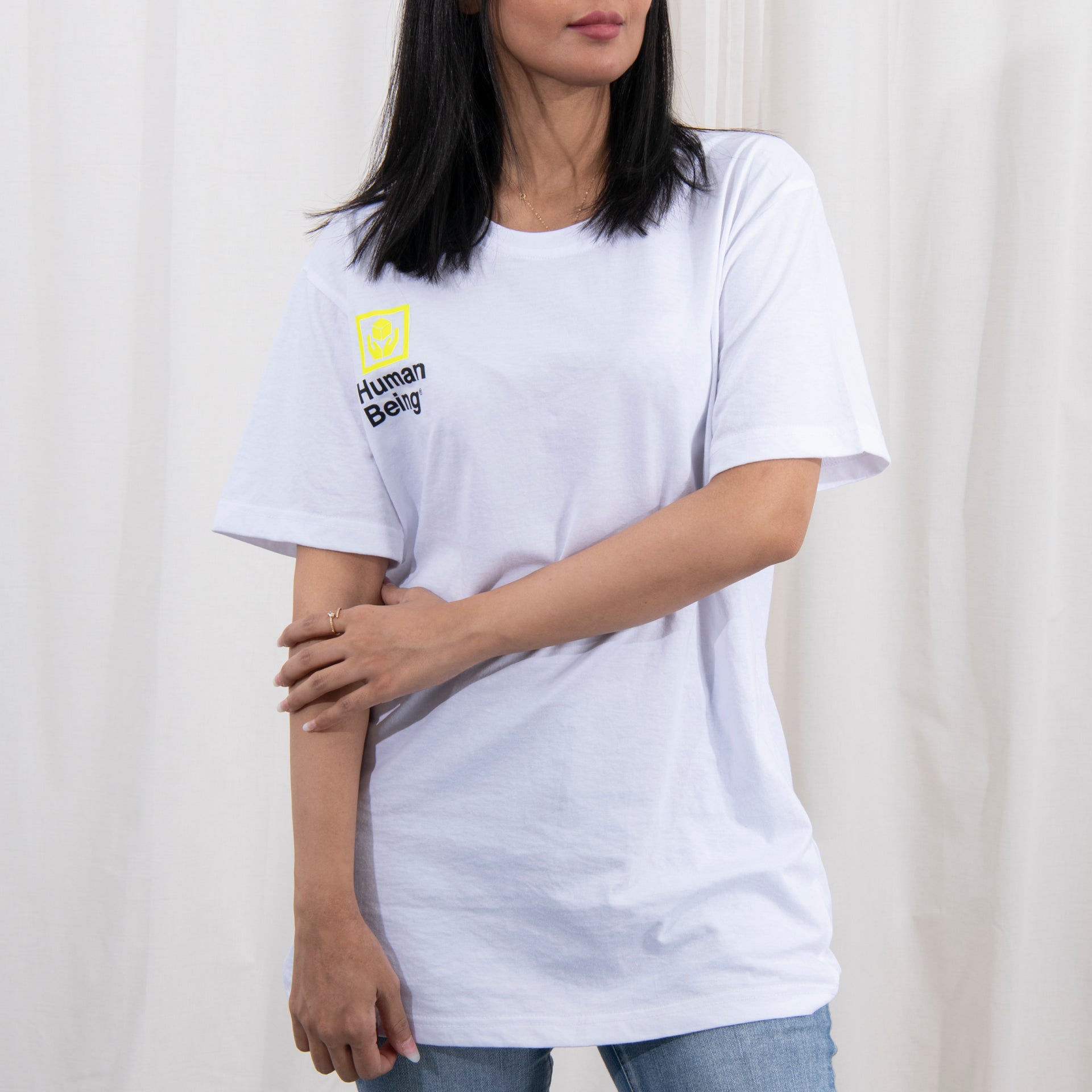 White T-shirt Human Being From R07 - WECRE8