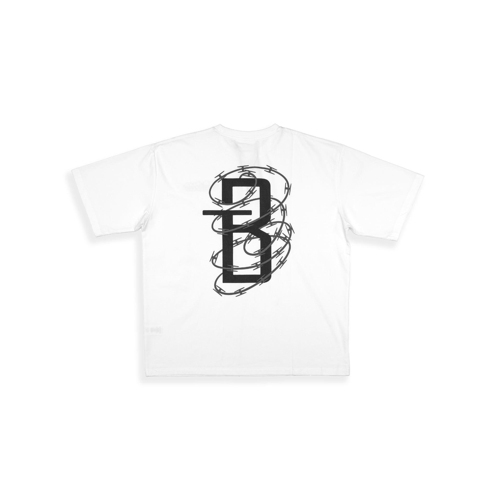 White T-shirt "Wire Fence" by Brandtionary - WECRE8