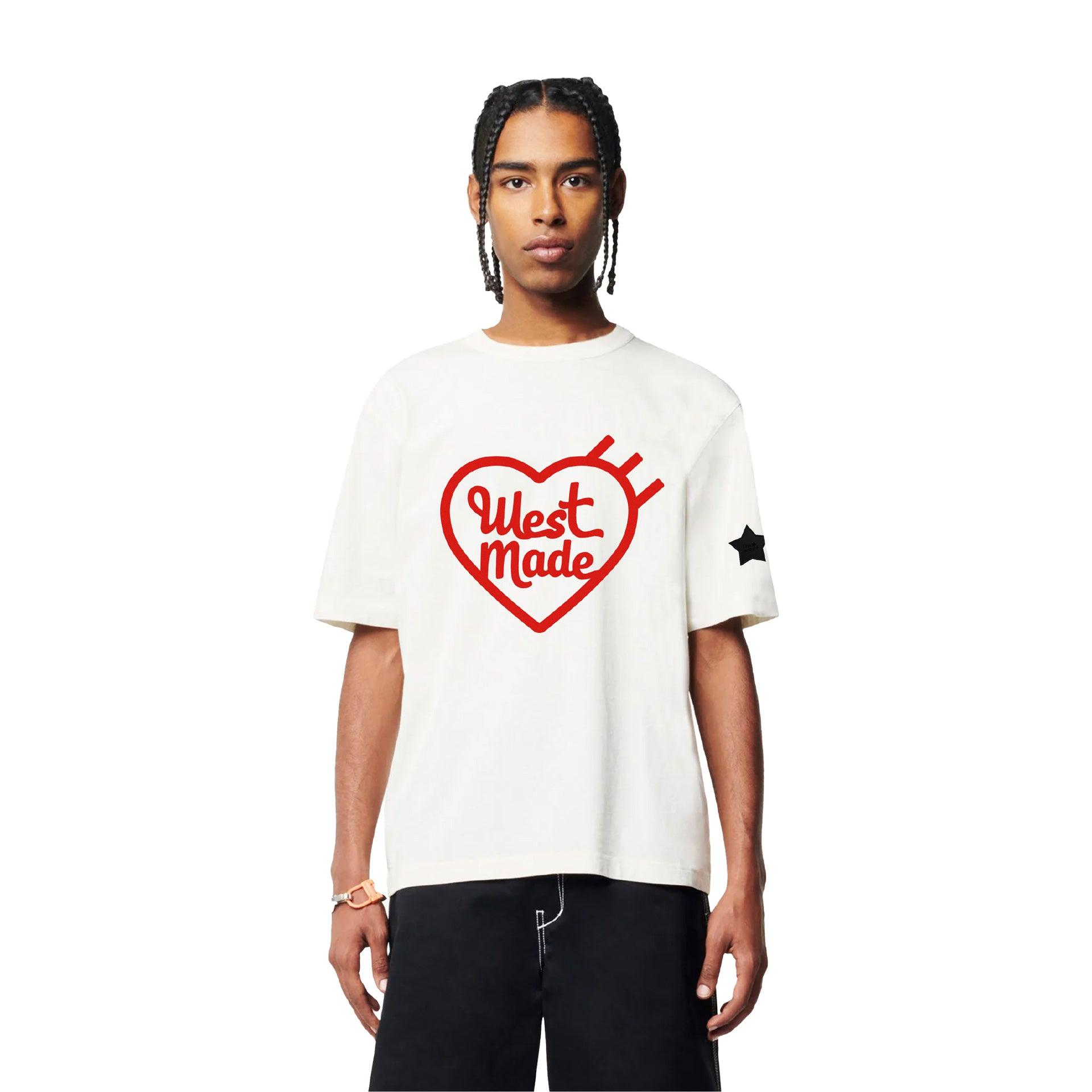 White T-shirt With West Made Heart print From I'm West - WECRE8