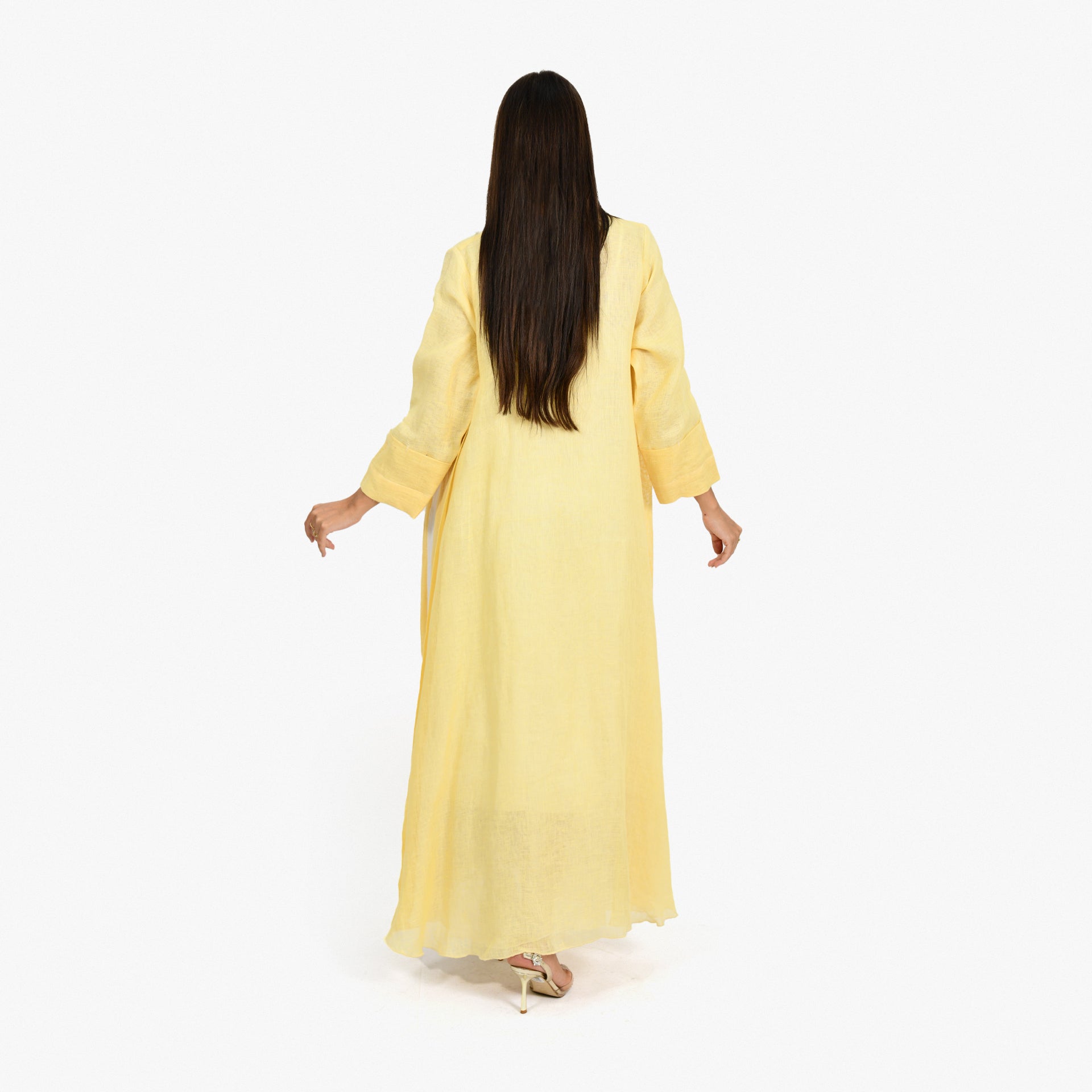 Yellow Lenin Abaya From Darzah - WECRE8